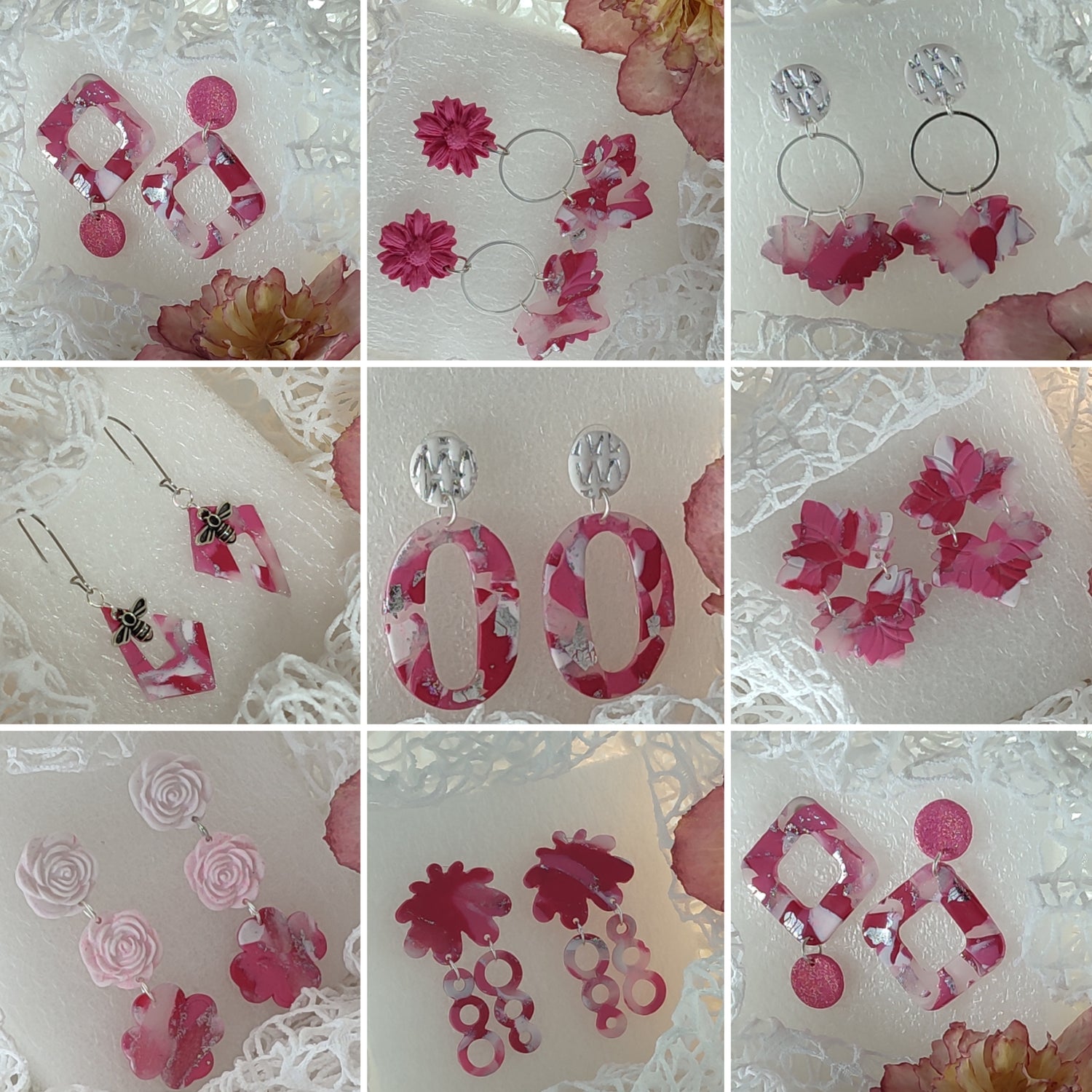 🌸 IRIDESCENT BLOSSOM 🌸 Polymer Clay Earrings Collection